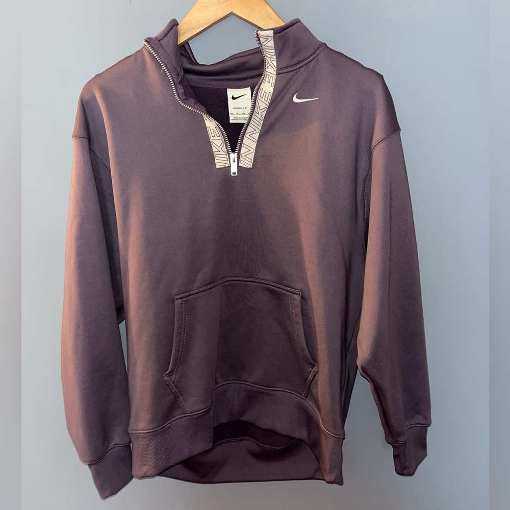 Nike Therma-FIT Womens Half Zip Pullover Sweatshirt Purple‎ XS Mock Neck Logo